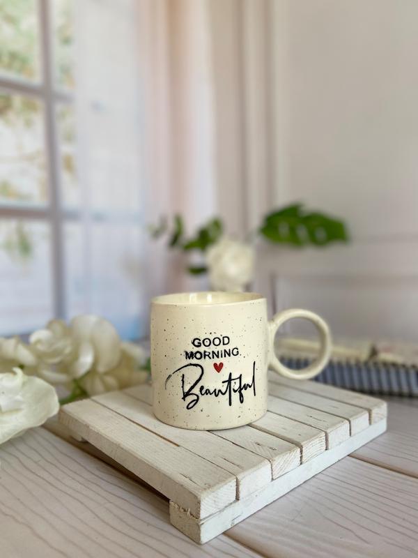 Good Morning Beautiful – ماگ سرامیکی فانتزی و شیک با دسته گرد | لیوان قهوه ارزان