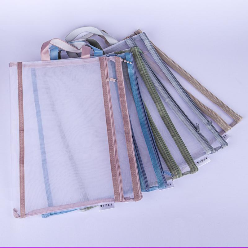 کاور شفاف دو زیپ پاستلی کیفت | کیف شفاف روزمره ۲۵×۳۵ قابل شستشو