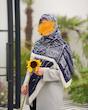 روسری نخ مودال سورمه‌ای طرح خانه و ساختمان