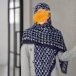 روسری نخ مودال نخ یونیک طرح پیچازی سورمه‌ای