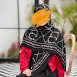 روسری مودال اعلا و وارداتی مشکی طرح شکوفه‌های رنگی