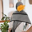  ⁠روسری سیااسکارف طرح پیچازی و چهارخانه مشکی سفید