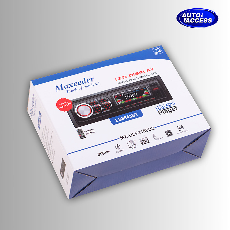 اتواکسس، پخش‌کننده خودرو Maxeeder، پخش LS8843BT، سیستم صوتی خودرو، ضبط ماشین 4x75 وات، پخش خودرو با اکولایزر، پخش ماشین با کارت TF مکسیدر ظبط ضبط پخش‌کننده