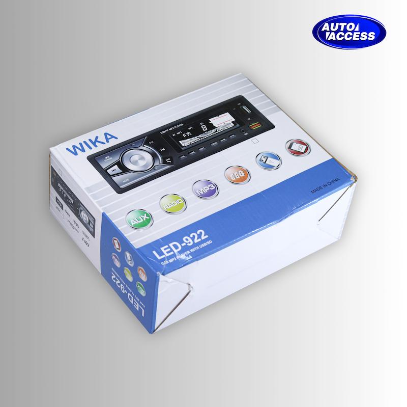 پخش خودرو WIKA Car MP3 Player با آیسی بزرگ  دستگاه Car MP3 Player WIKA – نمای جلو  پخش WIKA مجهز به بلوتوث و ۴ خروجی  سیستم صوتی خودرو WIKA با کیفیت بالا – اتواکسس  Car MP3 Player WIKA برای خودرو با طراحی مدرن