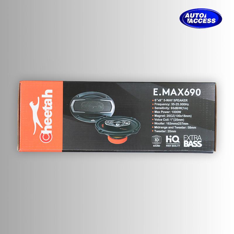 باند بیضی چیتا E.MAX 690 سایز ۶×۹ اینچ  بلندگو خودرو Cheetah E.MAX 690  باند ۸۴۰ وات RMS چیتا E.MAX 690  باند ۱۰۰۰ وات پیک قدرت چیتا E.MAX 690  اسپیکر خودرو چیتا مدل E.MAX 690 با 3D SOUND و EXTRA BASS