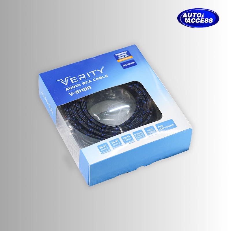 کابل RCA وریتی ۵ متری  کابل سیستم صوتی خودرو بدون نویز  کابل ۶ میلی‌متری RCA Verity  کابل انتقال صدای حرفه‌ای آمپلی‌فایر