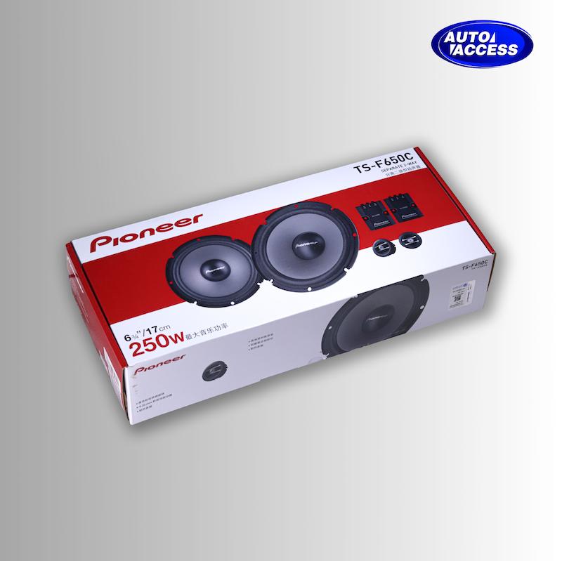 باند پایونیر TS-650C اورجینال مجهز به توییتر از اتواکسس  کامپوننت خودرو Pioneer TS-650C همراه گارانتی  نمای اجزای باند ۶.۵ اینچ پایونیر مدل TS-650C  بلندگو حرفه‌ای خودرو با توییتر مجزا برند Pioneer