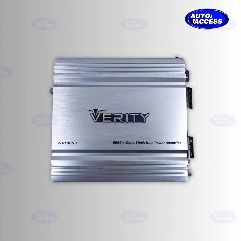 آمپلی فایر مونو وریتی مدل V-A1005.1 از اتواکسس آمپ مونو Verity Sound Max با توان 5500 وات آمپ قدرتمند خودرو با خروجی 1000 وات RMS مناسب ساب نمای نزدیک آمپ وریتی مدل V-A1005.1 سری Sound Max