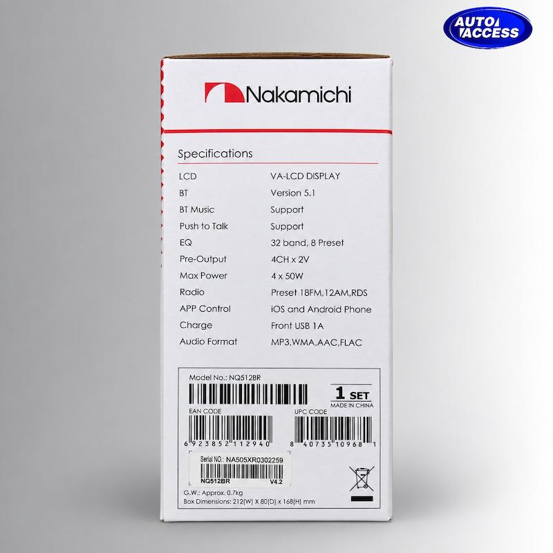 ضبط دکلس ناکامیچی مدل NQ512BR  پخش خودرو Nakamichi NQ512BR با اکولایزر ۳۲ باند  ضبط ماشین ناکامیچی NQ512BR  پنل ضبط دکلس Nakamichi NQ512BR
