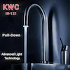 شیر ظرفشویی آشپزخانه KWC مدل شاوری IN-121K کروم - دستگیره مجزا + چراغ LED