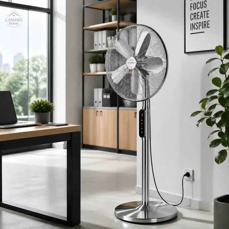 پنکه استیل گلدن مدل PG-120W (Golden Steel Fan) - بهمراه راهنمای نگهداری و ضمانت لامیروهوم