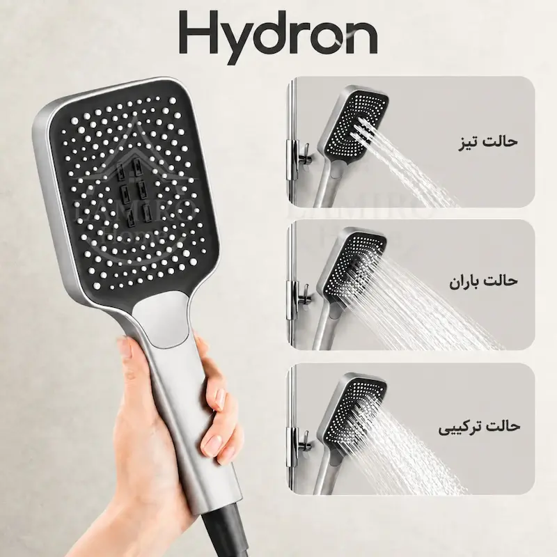 دوش حمام پیانویی هیدرون HK-4M کروم مات (شمش برنج یکپارچه با نمایشگر) - پک اختصاصی لامیروهوم