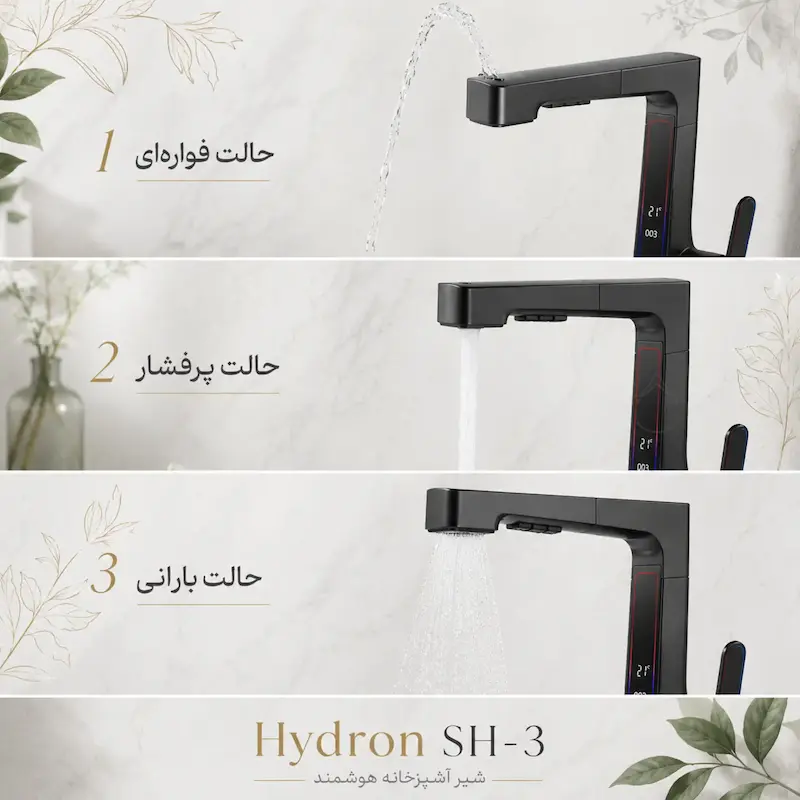 شیر روشویی نمایشگردار شاوری مدل هیدرون مشکی - پک اختصاصی لامیروهوم