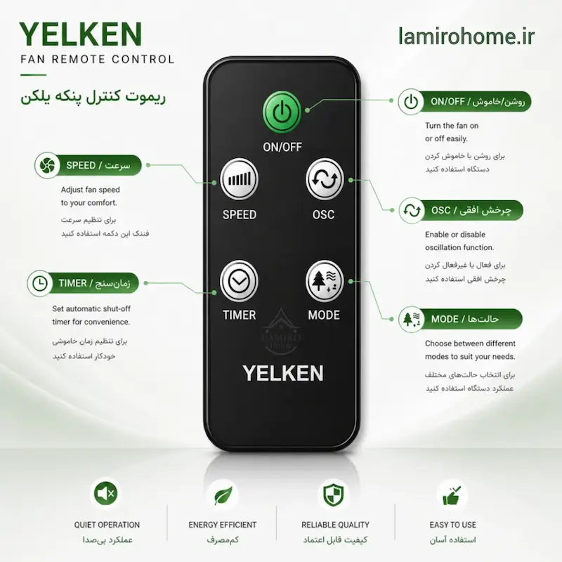 پنکه سه منظوره یلکن مدل PY-8 (Yelken 3-in-1 Fan) - بهمراه راهنمای نگهداری و ضمانت لامیروهوم