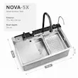 سینک پیانویی آبشاری Nova-5X کروم مات | چند منظوره دیجیتال با 5 کلید