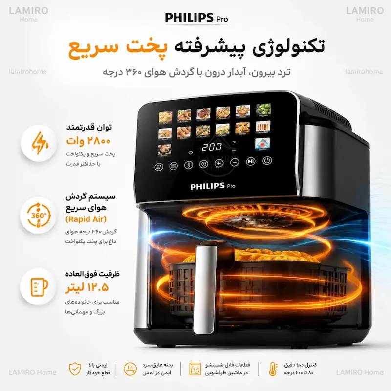 سرخ کن بدون روغن فیلیپس PHILIPS مدل پرو SP-4 - پک اختصاصی لامیروهوم