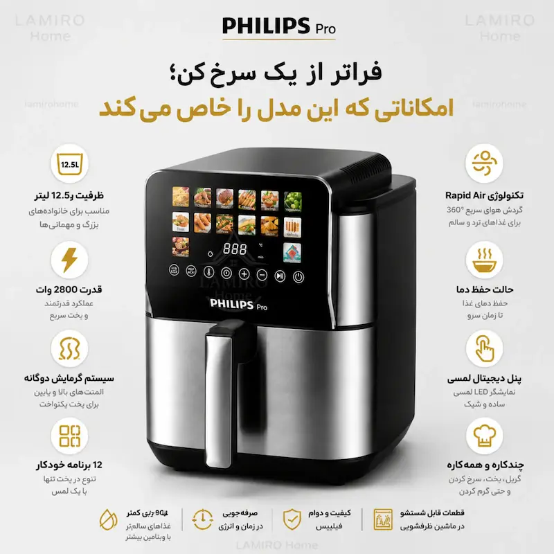 سرخ کن بدون روغن فیلیپس PHILIPS مدل پرو SP-4 - پک اختصاصی لامیروهوم
