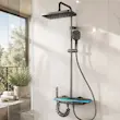 دوش حمام هوشمند هیدرون Shaver 4M دودی در فضای مدرن حمام با سردوش سقفی و دستی