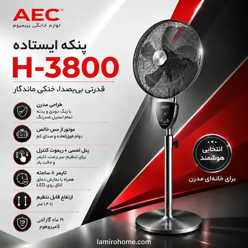 پنکه دومنظوره AEC مدل H-3800 + راهنمای نگهداری و ضمانت لامیروهوم