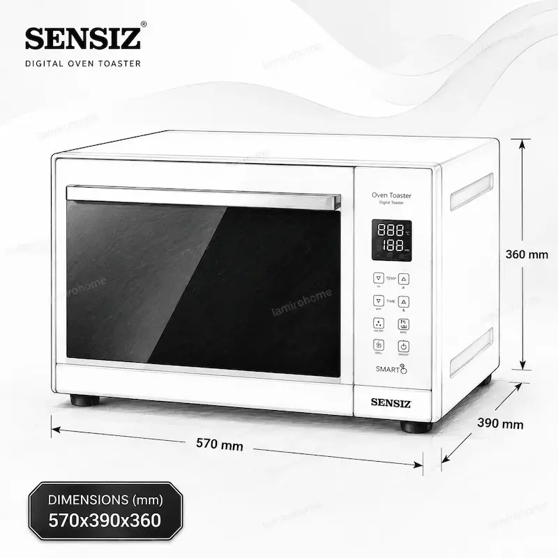 آون توستر لمسی سنسیز سفید ۶۰ لیتری مدل SOLAR – پک اختصاصی لامیروهوم