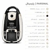 مشخصات فنی جاروبرقی کیسه‌ای پارسینال مدل P-TURBO 3600 مشکی صدفی شامل فیلتر HEPA 12، رتبه انرژی A، کابل ۷ متری، کنترل سرعت الکترونیکی و خرطومی با چرخش ۳۶۰ درجه
