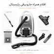 مشخصات فنی جاروبرقی کیسه‌ای پارسینال مدل P-TURBO 3600 رنگ طوسی متالیک با فیلتر HEPA 12، رتبه انرژی A، کابل ۷ متری، کنترل سرعت الکترونیکی و اتصال خرطومی با چرخش ۳۶۰ درجه