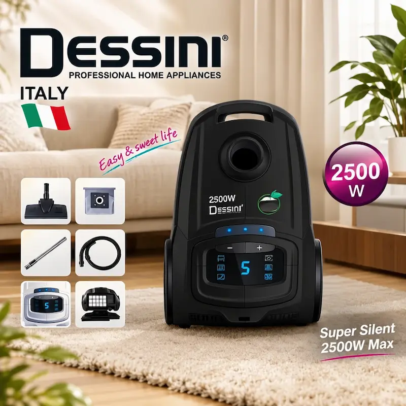 جاروبرقی سوپر سایلنت دسینی مدل DS-777 مجهز به پنل لمسی پنج سرعته