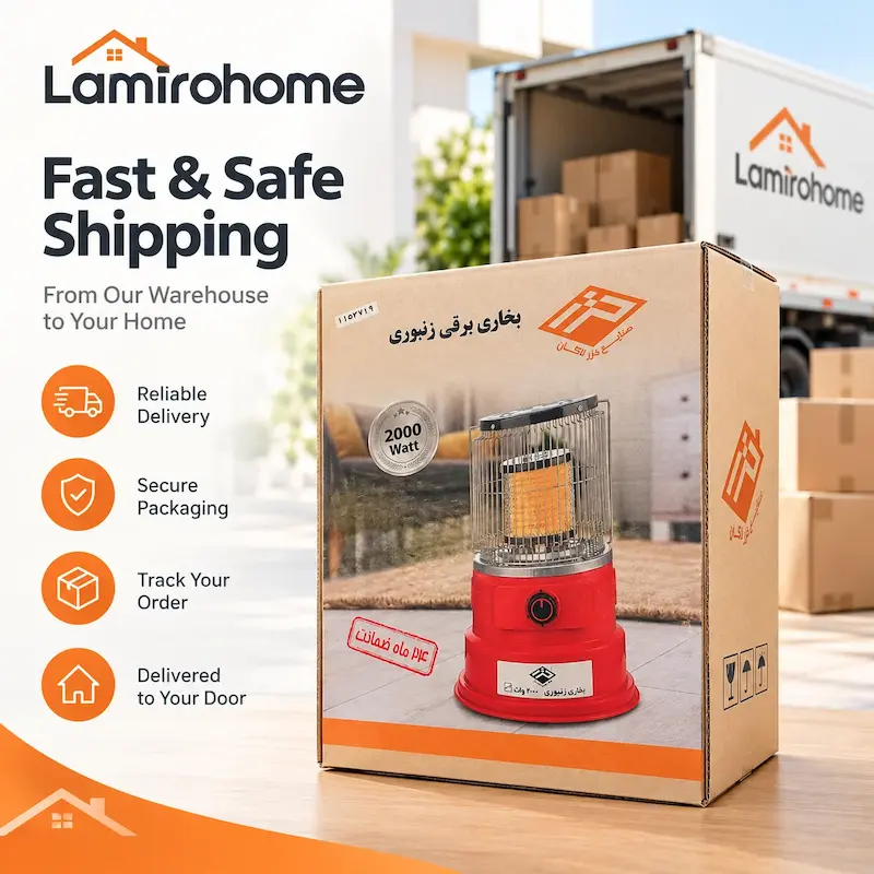 بسته‌بندی اصلی بخاری زنبوری رها H2200R همراه با ارسال سریع و امن