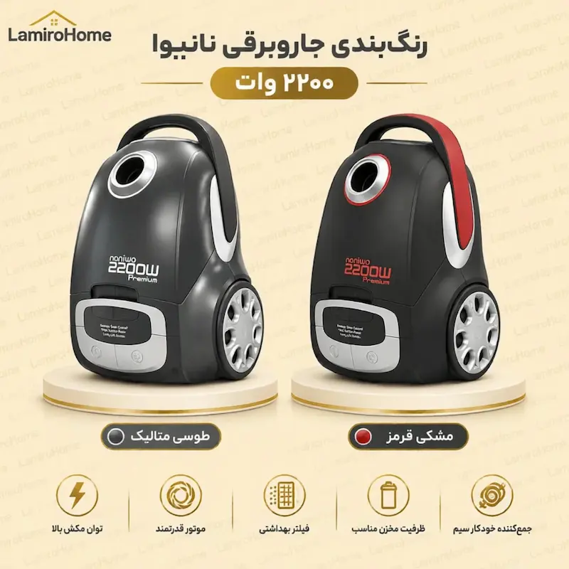 رنگ‌بندی متنوع جاروبرقی نانیوا ۲۲۰۰ وات