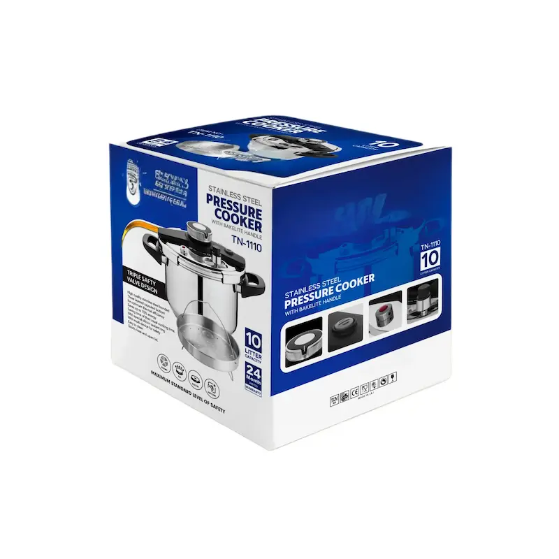 زودپز تونیش ۱۰ لیتری استیل مدل T1110 با کف سه‌ لایه و قفل ایمنی