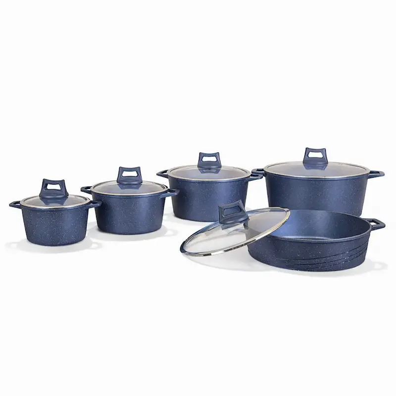 ست قابلمه و تابه گرانیتی 10 پارچه CS-G10 آبی کهکشانی