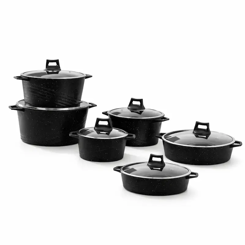 ست قابلمه و تابه گرانیتی 12 پارچه CS-G12 مشکی