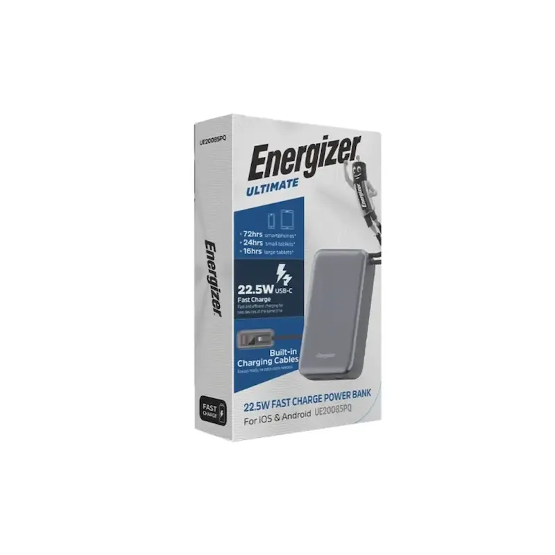 پاوربانک PD و فست شارژ Energizer 22.5W 20000mAh مدل UE20085PQ - خاکستری (openbox)