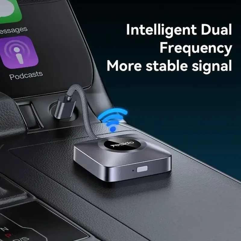 دانگل وایرلس خودرو Yesido مدل KM23 CARPLAY - مشکی (کارکرده)