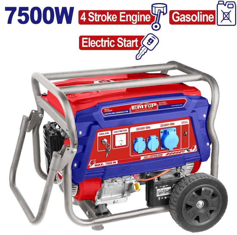 موتور برق 7500 وات بنزینی استارتی چرخ دار ایمتاپ EMTOP EGGRD7511