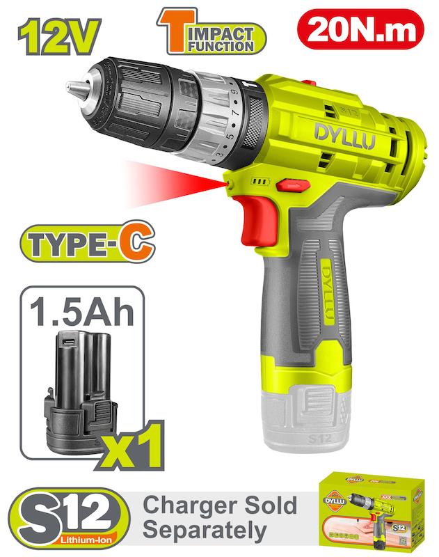 دریل شارژی بی‌سیم DYLLU مدل DTCDS540 – ولتاژ 12 ولت