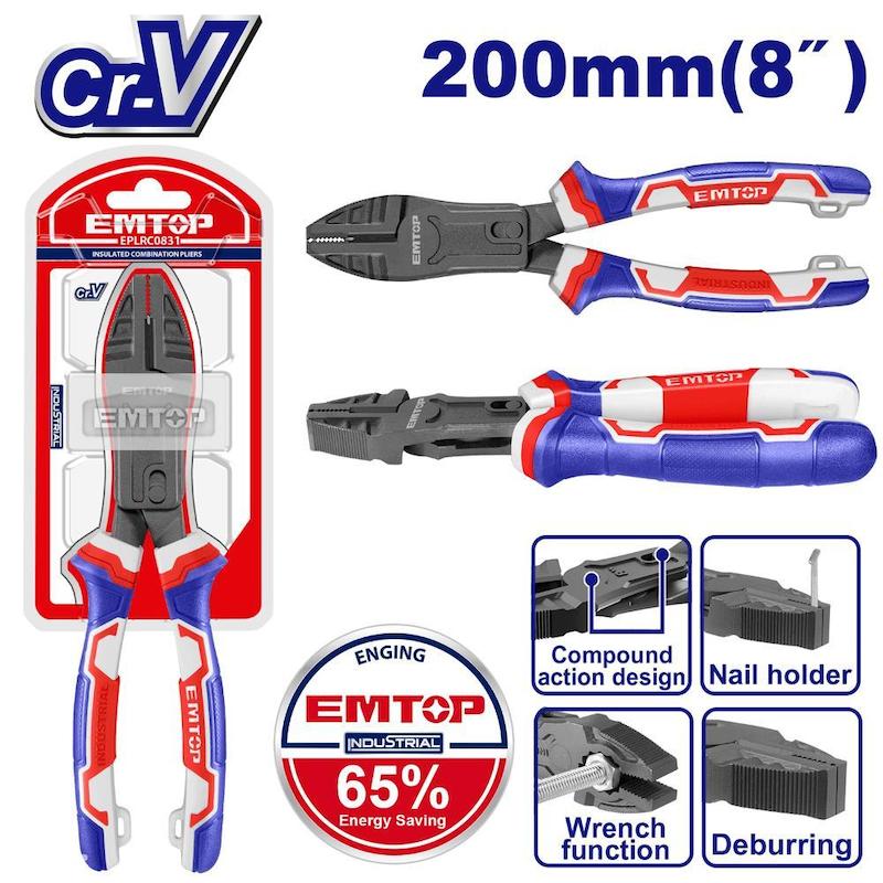 انبردست کله گاوی فوق صنعتی 8 اینچ EMTOP مدل EPLRCC0851