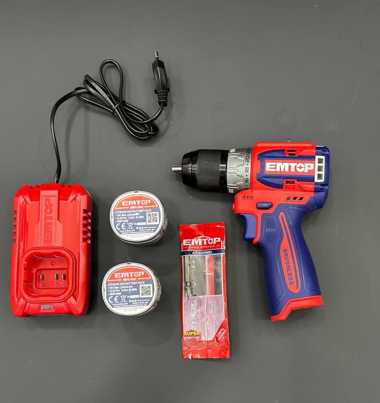 دریل شارژی براش‌لس 16 ولت EMTOP مدل ECDL16682