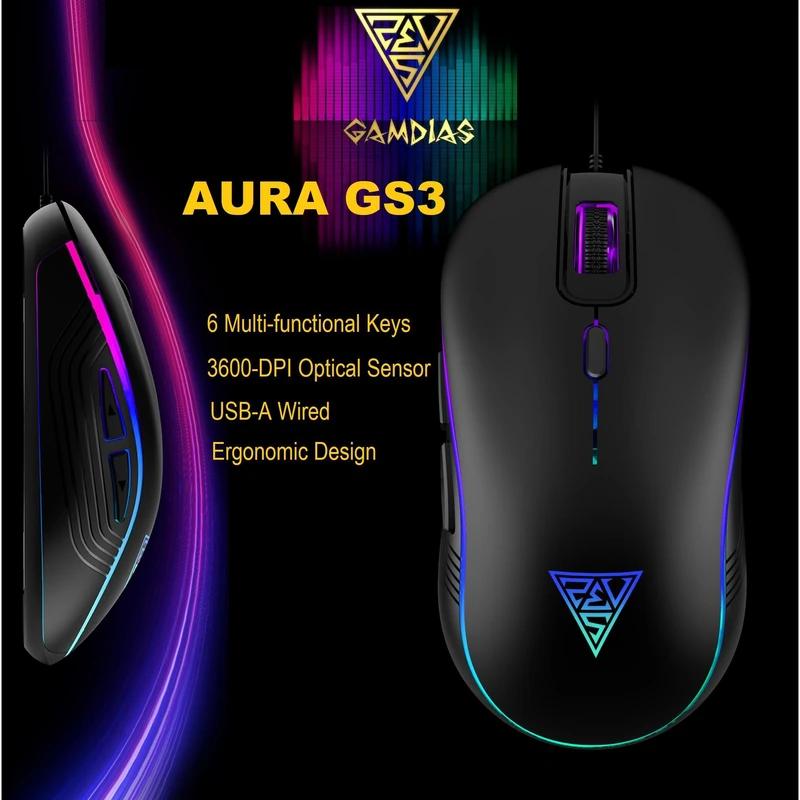 ماوس گیم دیاس مدل AURA GS3 BK