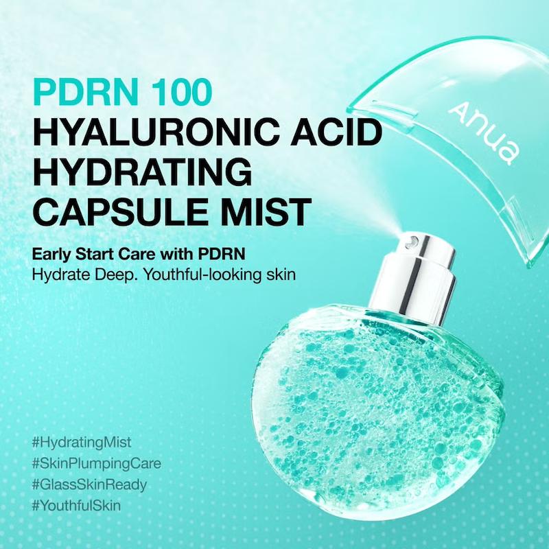 اسپری میست کپسولی ابرسان و ضد چروک آنوا Anua حاوی هیالورون و PDRN حجم 30 میل
