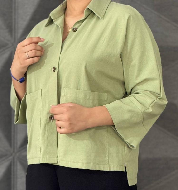 شومیز لینن جلو جیب‌دار کد ۱۰۱۰۱۰