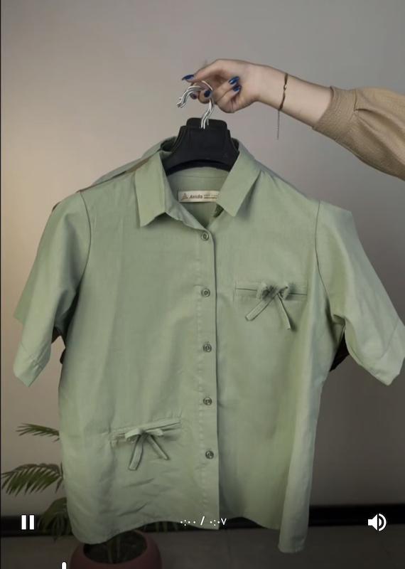 شومیز آستین کوتاه لینن کد ۱۰۱۰۱۸