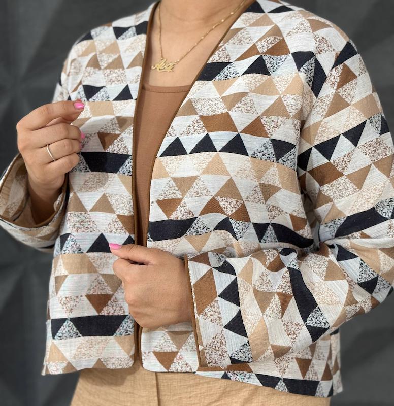 کراپ کت ژاکارد لوزی کد ۱۰۱۰۵۵