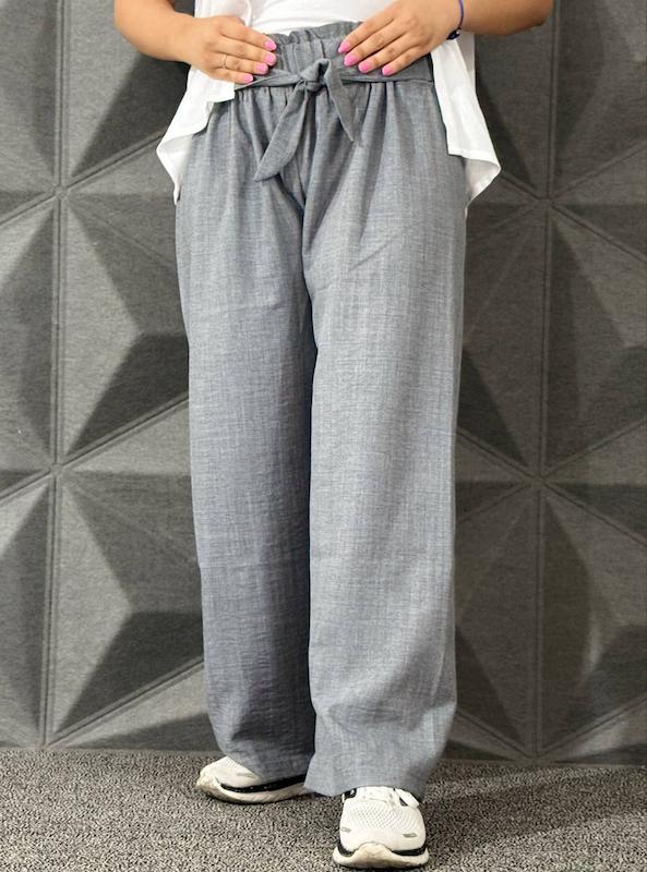 شلوار کمرکش ژاکارد با کمربند سرخود  کد 102001