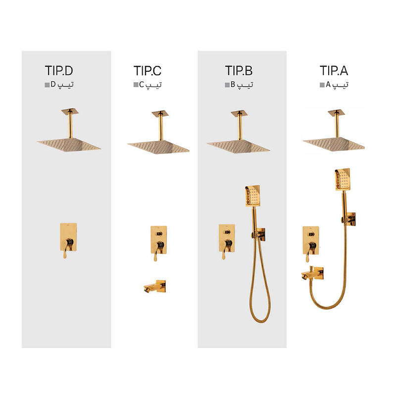 شیر_دوش_توکار_پالمر_سقفی_طلایی_کی آی جی