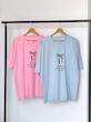 تیشرت باکسی آستین سه ربع طرح پاپیون