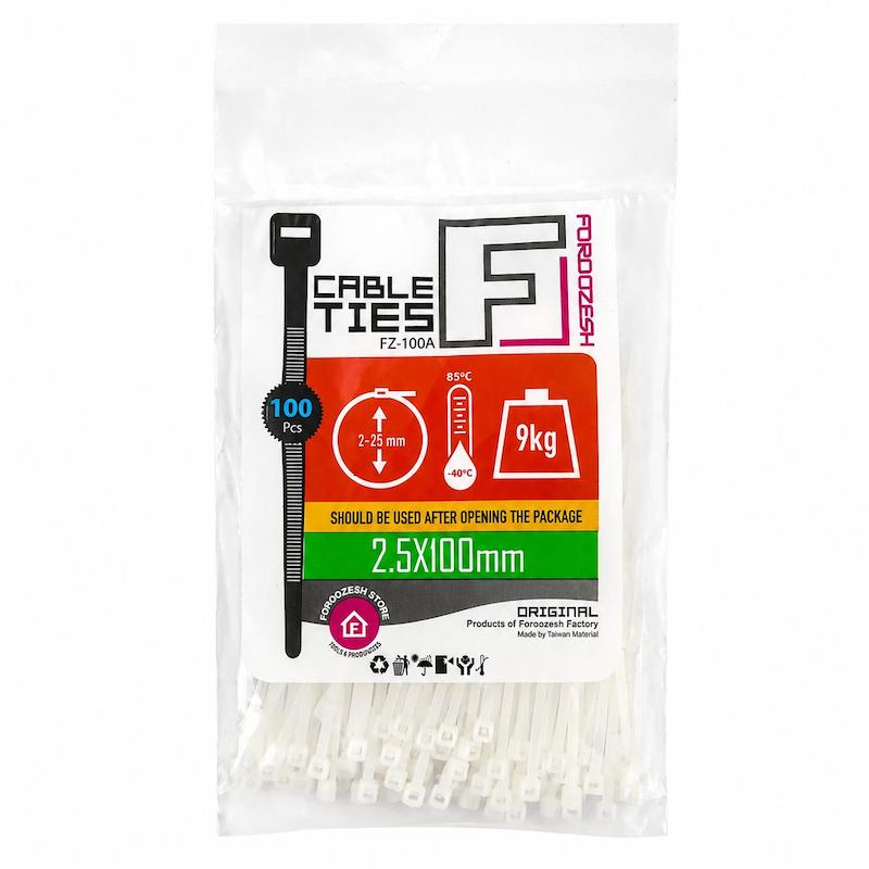 بست کمربندی 10 سانت فروزش مدل 2.5 * 100 mm بسته ی 100 عددی