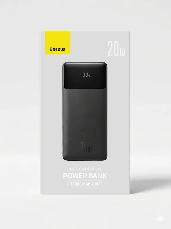 بسته بندی پاوربانک بیسوس مدل Bipow Digital Display 20W