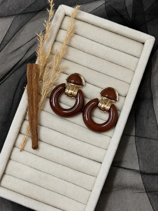 گوشواره حلقه ای موکا_طلایی