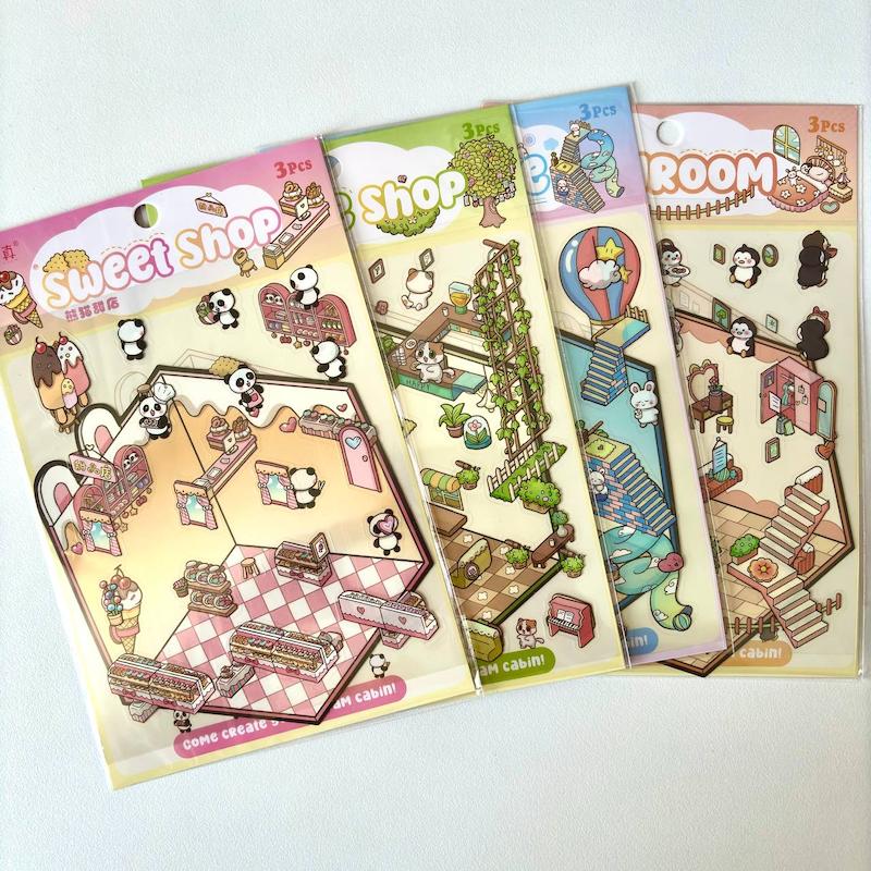 استیکر سه‌بعدی چیدمان حیوانات